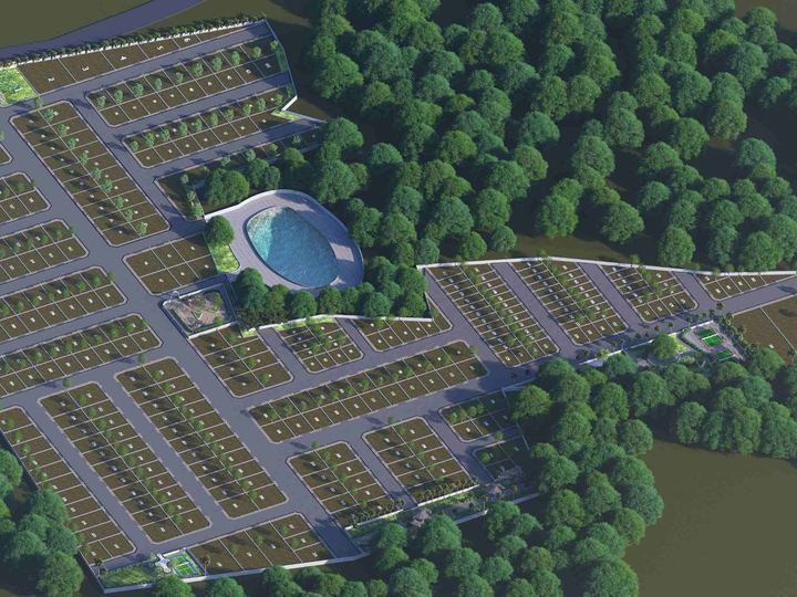 Radiance Highlands – aerial view of plots, roads and landscaped open spaces (artist's impression)
